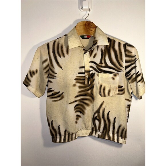 D’Accord Polo Shirt Men’s Short Sleeve Elastic Bottom Large Brown Tan - Picture 1 of 7